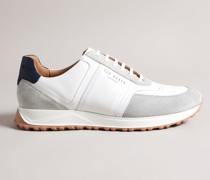 Sneaker aus Leder und Velours in Marine, Frayney