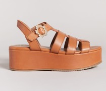 Sandalen aus Leder mit Plateausohle in Hellbraun, Ffayeta
