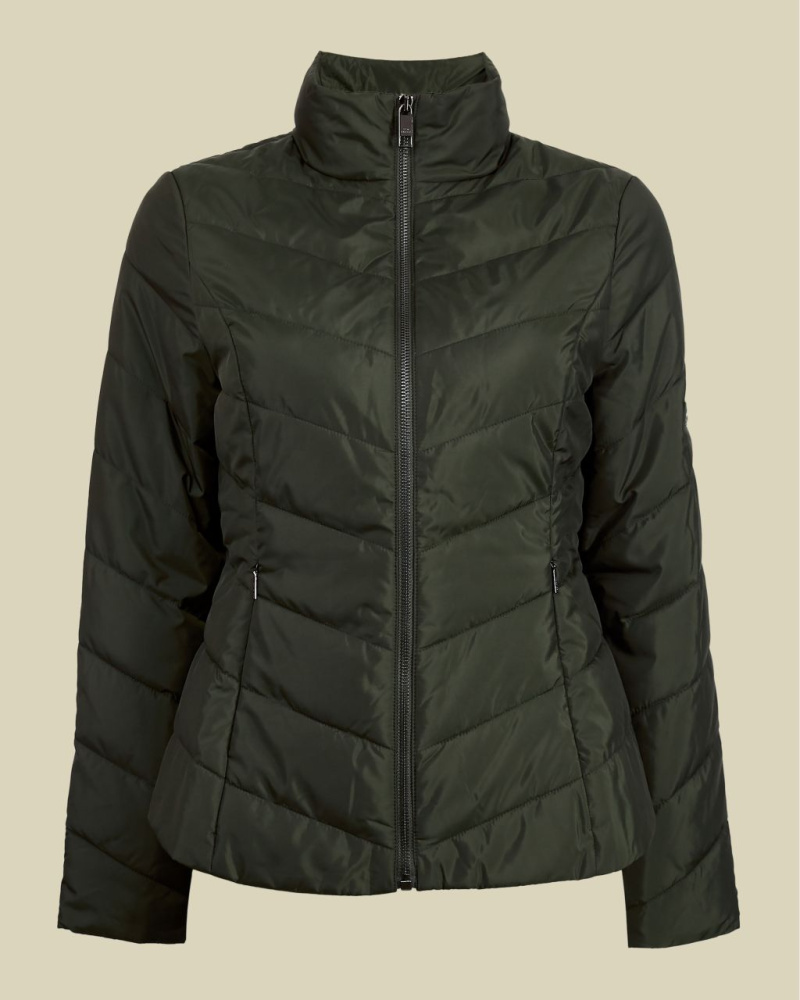 Ted Baker Damen Steppjacke mit Verstautasche in Khaki Renika