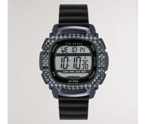 Digitale Armbanduhr mit Silikonband in Schwarz, Glaas