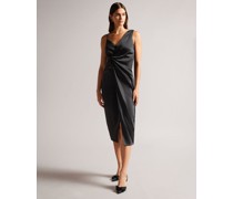 Asymmetrisches Slip-Kleid mit Taillendetail in Schwarz, Odellia