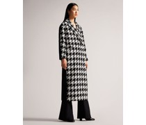 Midi-Mantel mit Hahnentrittmuster in Schwarz, Cabot, Wolle