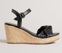 Sandaletten mit Keilabsatz aus Leder in Schwarz, Bryanah