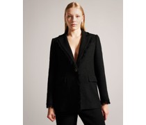 Wollgemisch-Jacke mit Fransendetail in Schwarz, Katyy