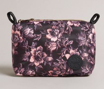 Make-Up-Tasche aus Nylon mit Blumenverzierung in Schwarz, Ozlana