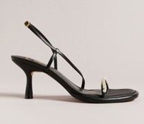 Sandaletten mit Perlenlookdetail in Schwarz, Mypearl