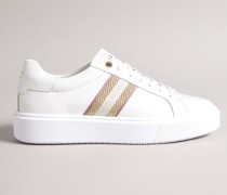Gewobene Platform-Sneaker in Blasses Rosa, Lornie, Leder