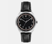 Leather Strap Watch in Schwarz, Daquii, Leder