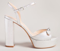 Platform-Sandaletten mit Schleifendetail in Silber, Kayllah