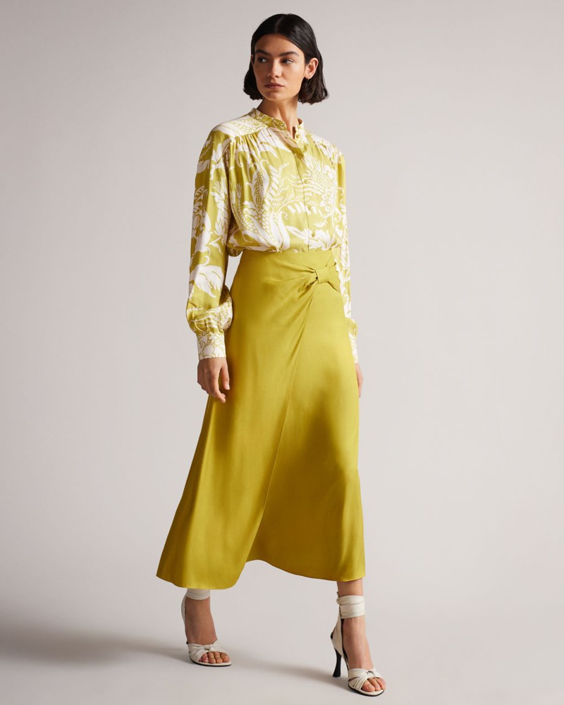Ted Baker Damen Bluse mit Gerafftem Detail in Gelb Ayveri