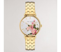 Phylipa Romance Armbanduhr mit Blumen-Ziffernblatt in Gold, Miribel