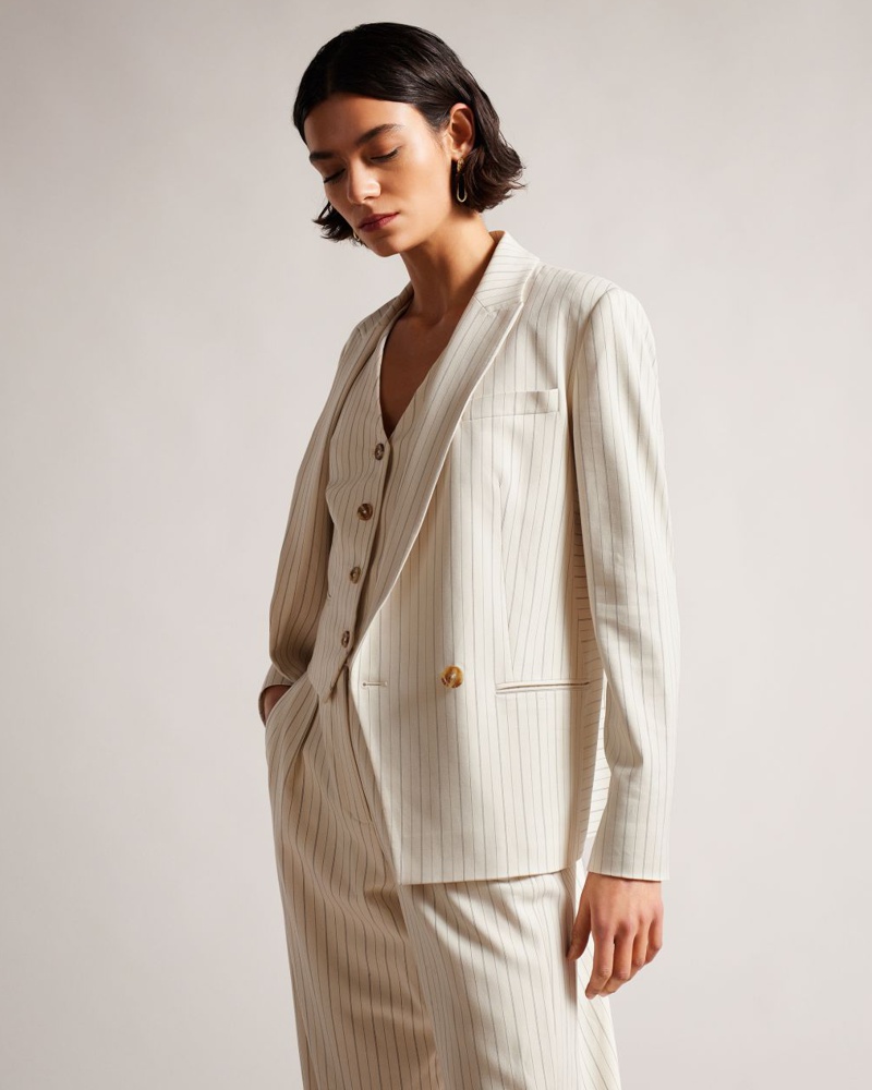 Ted Baker Damen Lässige Anzugjacke mit Nadelstreifenmuster in Sahne Kllara