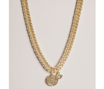 Statement Halskette mit Magnoliendetail in Gold, Parsah