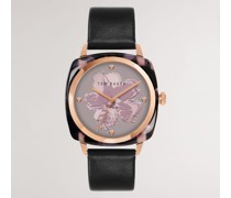 Magnolia Leather Strap Watch in Schwarz, Ellsiie, Leder
