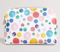 Strukturierte Flirty Make-Up-Tasche mit Punktmuster in Weiß, Matila
