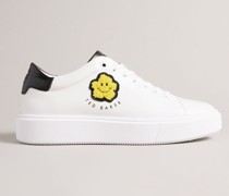 Platform Sneaker mit Smiley-Magnolie in Weiß, Maymay