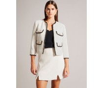 Vorne Offene Boucle-Jacke in Elfenbein, Lioj