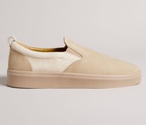 Lässige Elastische Sneaker aus Nubukleder in Hellbraun, Simmon