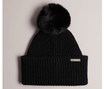 Gestrickte Pudelmütze in Schwarz, Emilyys