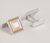 Quadratische Manschettenknöpfe mit Eingravierten Details in Silber, Multii