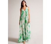 Maxi-Strandkleid mit Abstraktem Muster in Grün, Milasan