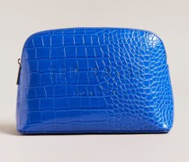 Make-Up-Tasche im Krokolook in Hellblau, Crocala