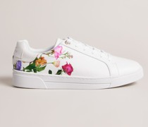 Bedruckte Sneaker mit Blumenmuster in Weiß, Artel, Leder