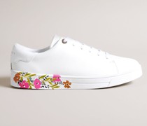 Ledersneaker mit Blumensohle in Weiß, Sheliie
