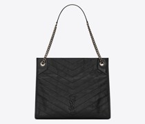 Niki Medium Shopping Bag In Crinkled Vintage Leather Schwarz