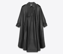 Cape-Trenchcoat aus Lammleder Schwarz