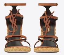 Cassandra Keil-Espadrilles aus Pflanzlich Gegerbtem Glattleder mit Braunem Monogramm Bernstein