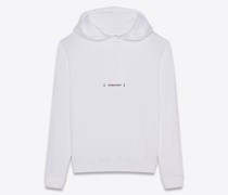 Weißer Crop-Kapuzensweater mit Saint Laurent-Print Weiß