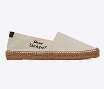 Espadrilles aus Canvas mit Saint Laurent Stickerei Beige
