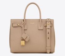 Sac De Jour, Weiche Baby Tasche aus Genarbtem Leder Beige