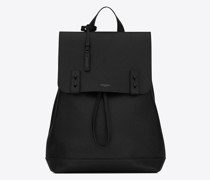 Tagesrucksack aus Genarbtem Leder Schwarz