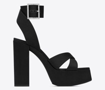Biance Plateausandalen aus Satin-Crêpe Schwarz