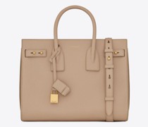 Sac De Jour, Kleine Tasche aus Weichem Genarbten Leder Beige