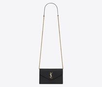 Cassandre Envelope Chain Wallet aus Glattleder Schwarz
