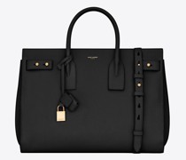 Mittelgrosse Weiche Sac De Jour -Tasche aus Genarbtem Leder Schwarz