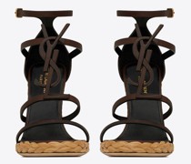 Cassandra Keil-Espadrilles aus Glattleder mit Braunem Monogramm Bernstein