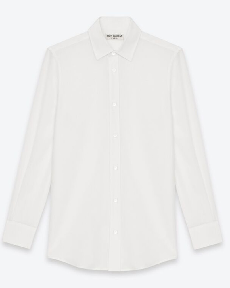 Saint Laurent Damen Hemd aus Weißem Seidencrêpe Weiß