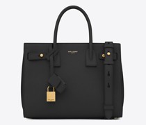 Sac De Jour, Baby Tasche aus Weichem Genarbten Leder Schwarz