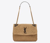 Mittelgroße Niki aus Raffia Leder Beige