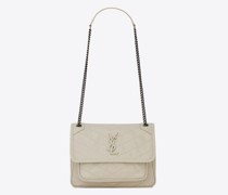 Niki Baby Tasche aus Geknittertem Vintage-Leder Weiß