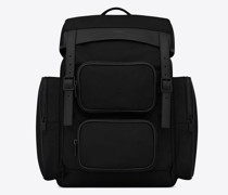 City Rucksack aus Econyl, Glattleder Nylon mit Mehreren Taschen Schwarz
