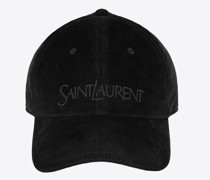 Saint Laurent Vintage-Kappe aus Cord Schwarz