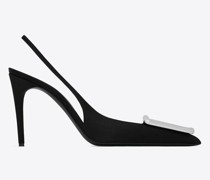 Avenue Slingback-Pumps aus Kreppsatin Schwarz