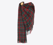 Extra-Langer Schal aus Alpaka, Wolle Mohair In Tartan-Optik Grün