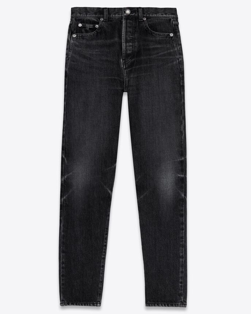 Saint Laurent Damen Eng Anliegende Jeans aus Denim In Schwarz