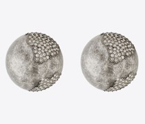 Ohrringe aus Metall mit Strasssteinen Kugeln Silber
